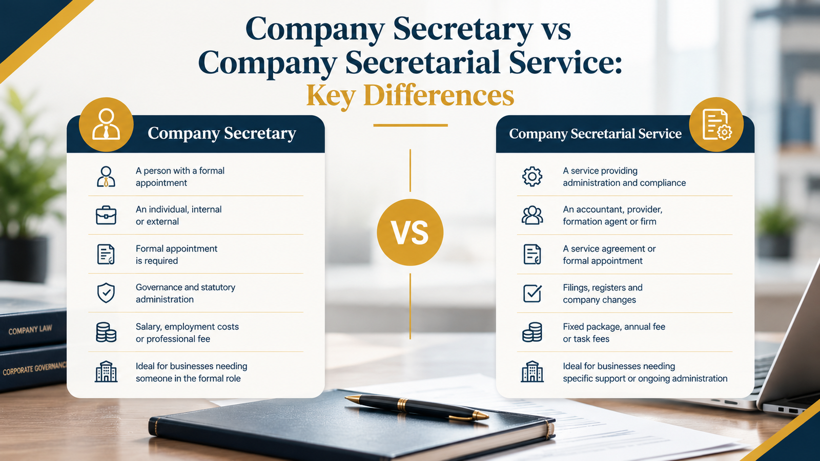 Company Secretary vs Company Secretarial Service Key Differences